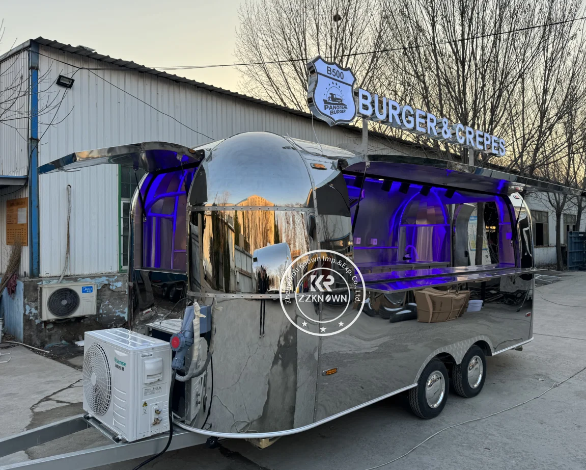 

Street Food Trailer Hot Dog Coffee Truck Stainless Steel Snack Cart Mobile Restaurant Fully Equipped Food Truck