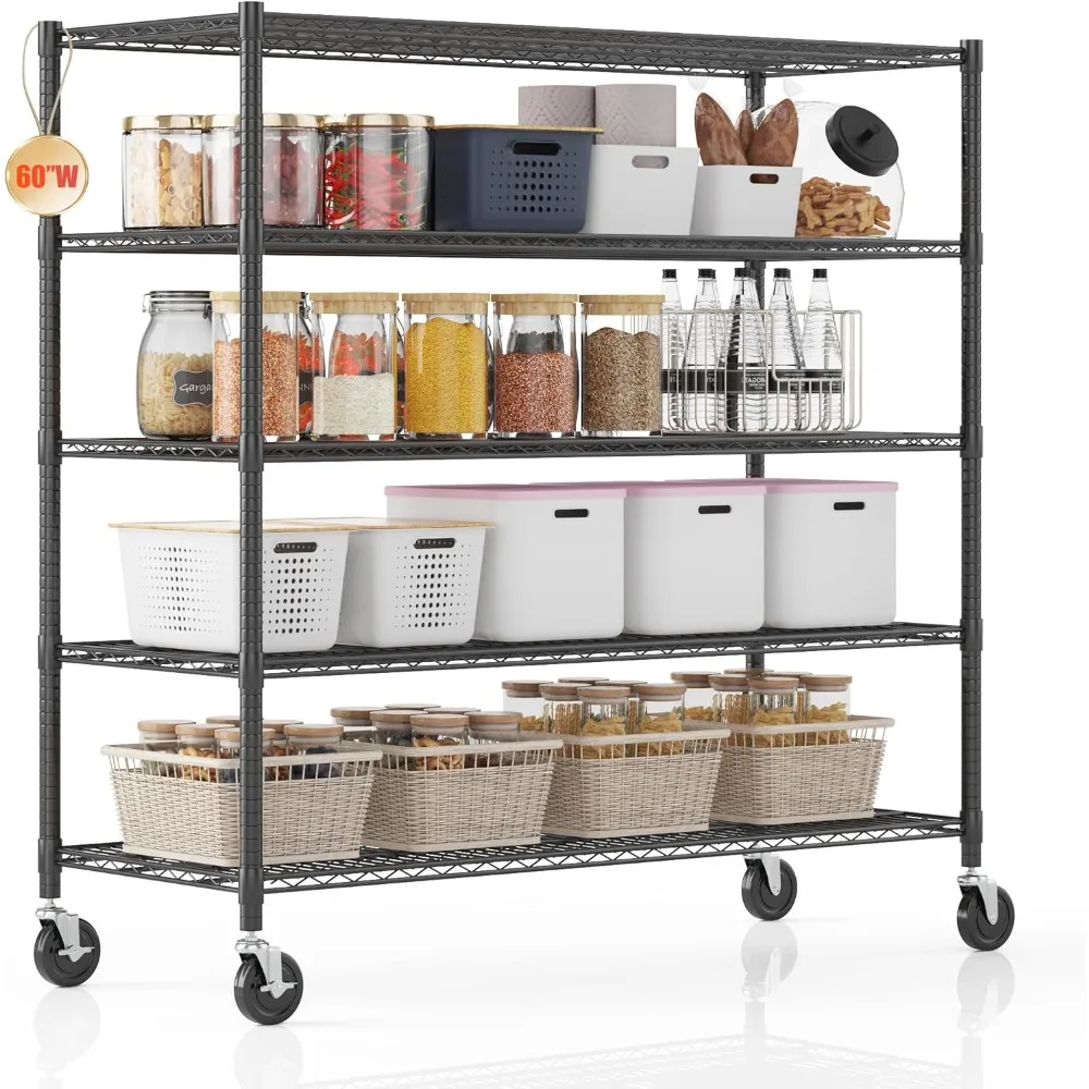 

5 Tier Storage Racks and Shelving, 24"x60"x82" Heavy Duty Metal Shelves for Storage, 3000LBS Commercial Adjustable Wire