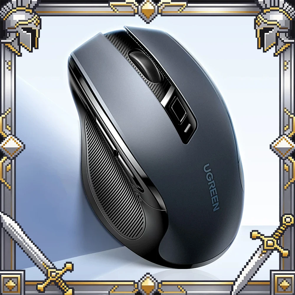 UGREEN Wireless Mouse Bluetooth5.0 Mouse Ergonomic 4000DPI 6 Mute Buttons Mouse For MacBook Tablet Laptops Computer PC 2.4G Mice