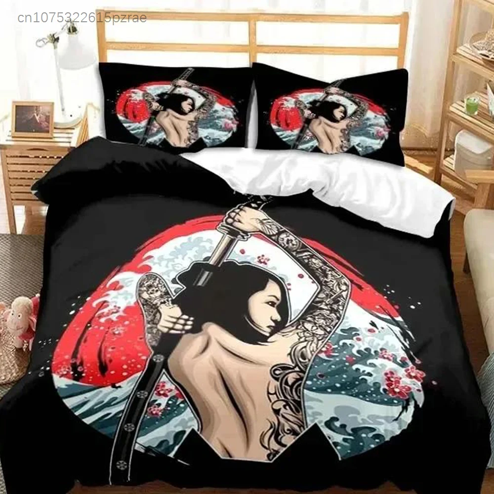 Japanese Samurai Bedding Set Soft Duvet Cover Set Men Teen Bedroom Single Double King Size Duvet Cover Pillowcase Boy Gift 5