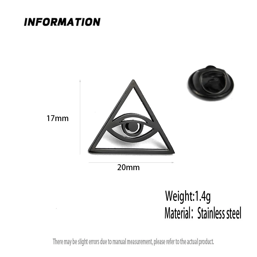 Triangle Eye Pins Stainless Steel Eye Brooch Holy Egyptian Pyramid Bag Badge Amulet Jewelry Men Women