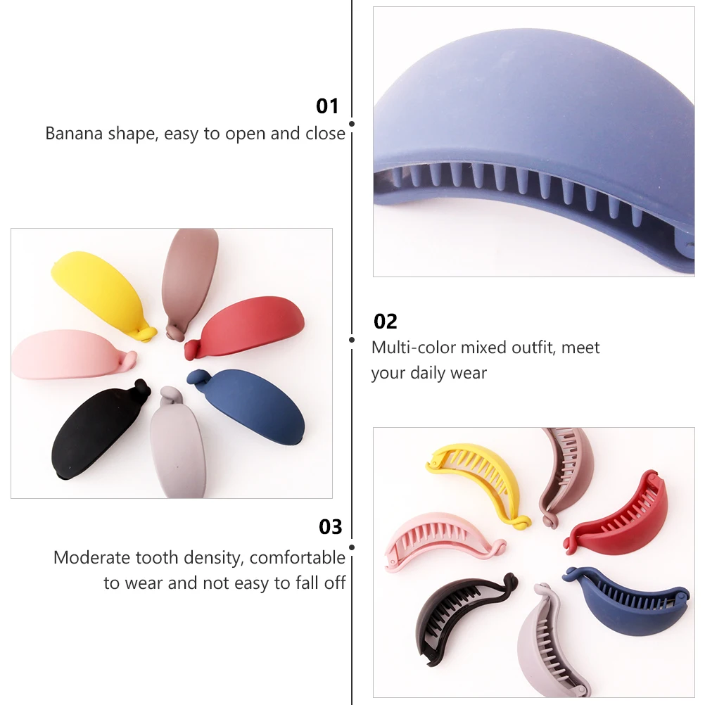 

6Pcs Ponytail Solid Color Matte Retro Banana Banana Hair Comb Shape Easy Open Comfortable Daily Wear Hair Accessories