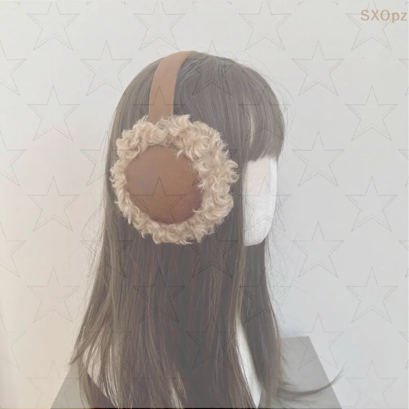 여성을위한 가을, 겨울 따뜻한 귀마개 야외 사이클링 두꺼운 방한 귀마개 스웨이드 컬링 플러시 귀마개 겨울