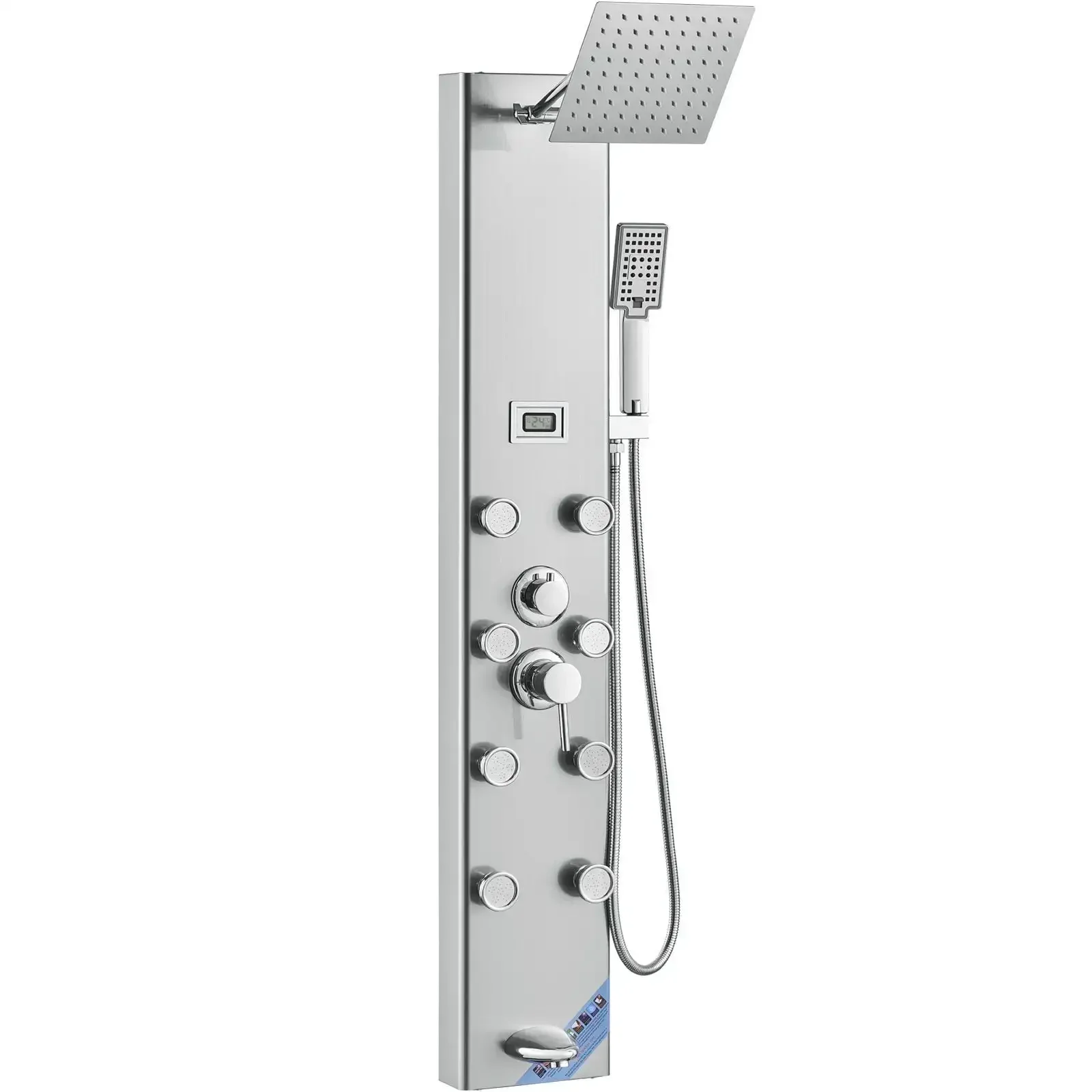 hower Panel System, 5 Shower Modes, Digital Display Shower Panel Tower, Rainfall, 8 Massage Jets, Tub Spout