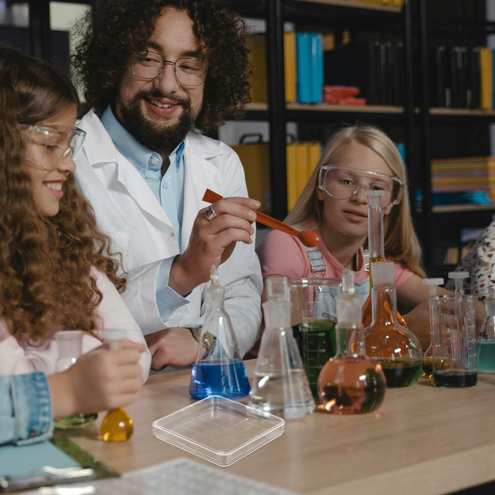 10 Buah Cawan Petri Persegi 10X10Cm Tutup Plastik Laboratorium Bening untuk Proyek Sains Sekolah Mikrobiologi Biologi