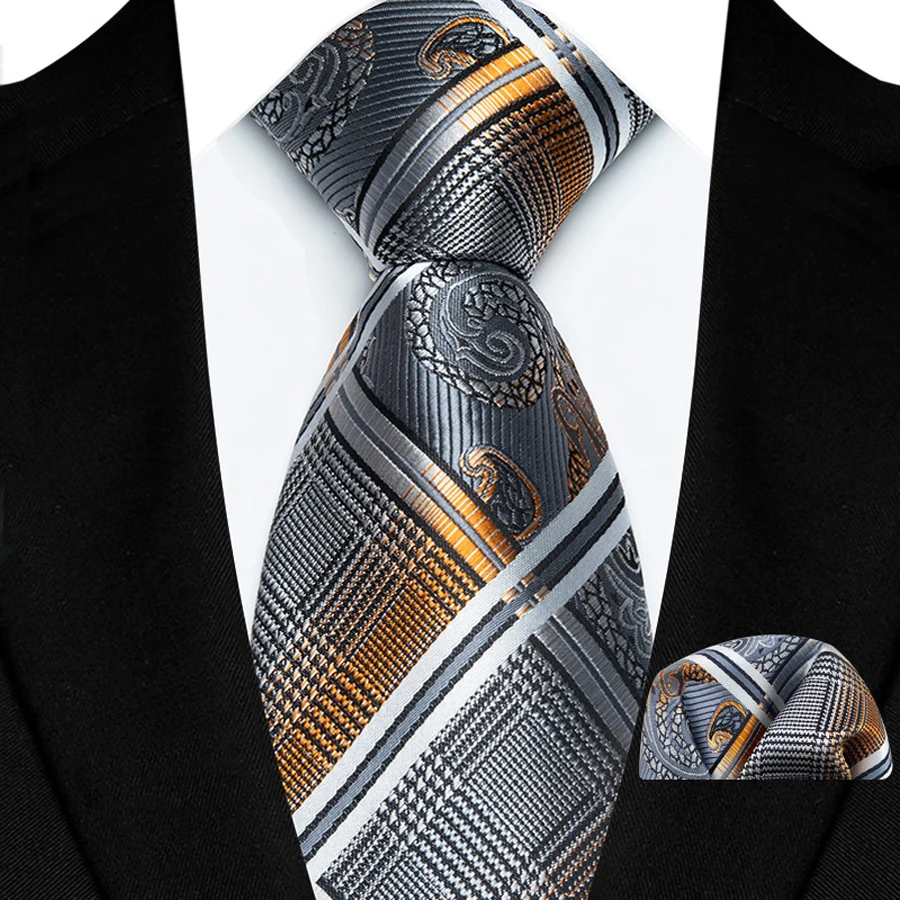 الكلاسيكية المشارب منقوشة والشيكات التعادل مجموعة للرجال العريس الزفاف رجال الأعمال ربطة العنق جيب مربع مجموعة الإكسسوارات بالجملة مصمم #5