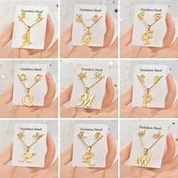 Fashion Set Jewelry Stainless Steel Pendant Jewelry Earnail Common English Letter Gift for Men and Women