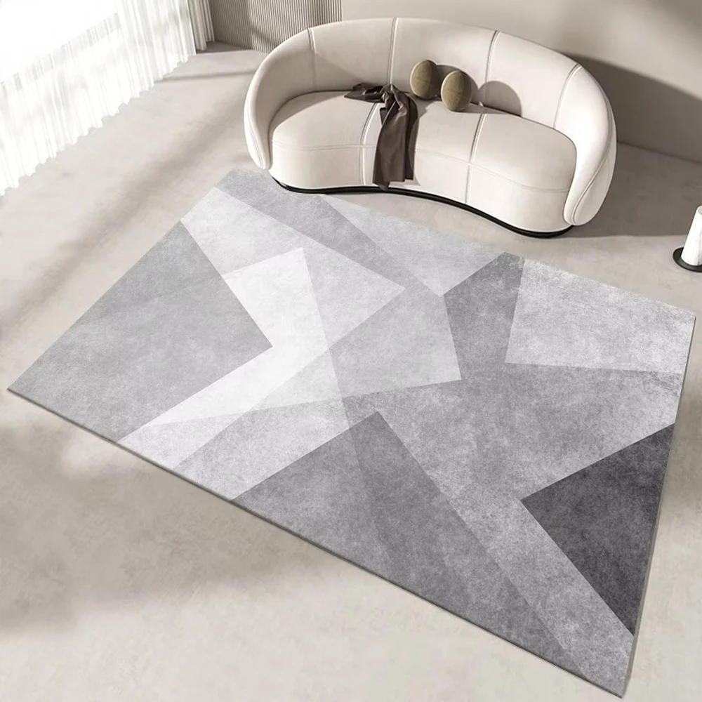 Grey Geometric Center Carpets for Living Room Nordic Decoration Home Carpet for Rooms Bedroom Fluffy Area Rugs Entrance Door Mat