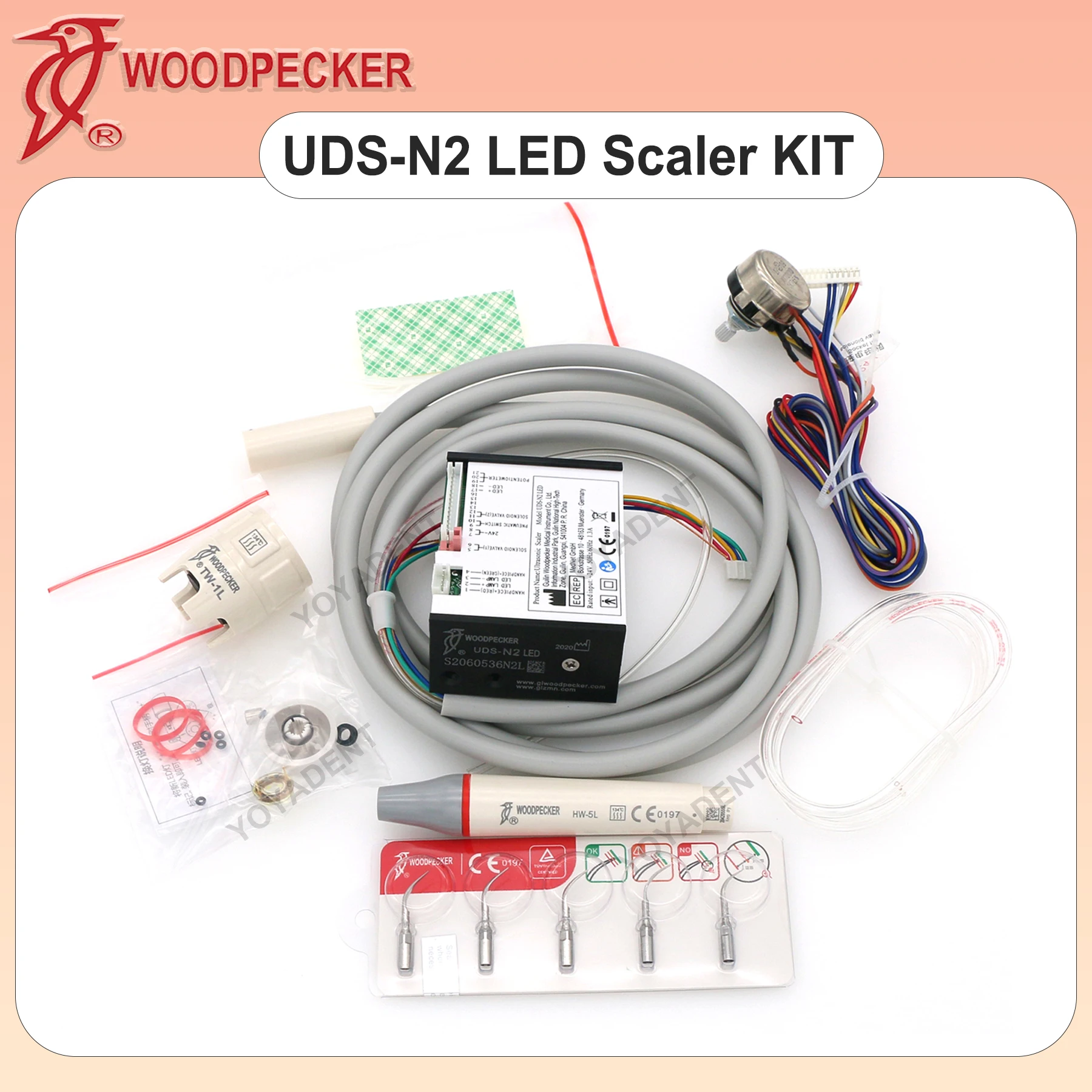 

Стоматологический ультразвуковой скалер Woodpecker UDS-N2, светодиодный встроенный наконечник HW-5L, насадки для масштабирования, подходят для EMS UDS, стоматологические эндодонтические инструменты