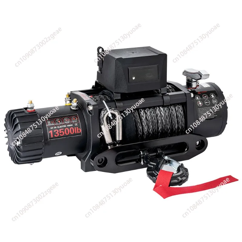 13500lbs Electric Winch 12V Recovery Exterior Parts 27m Synthetic Rope Wireless Remote Control for Truck Car Trailer