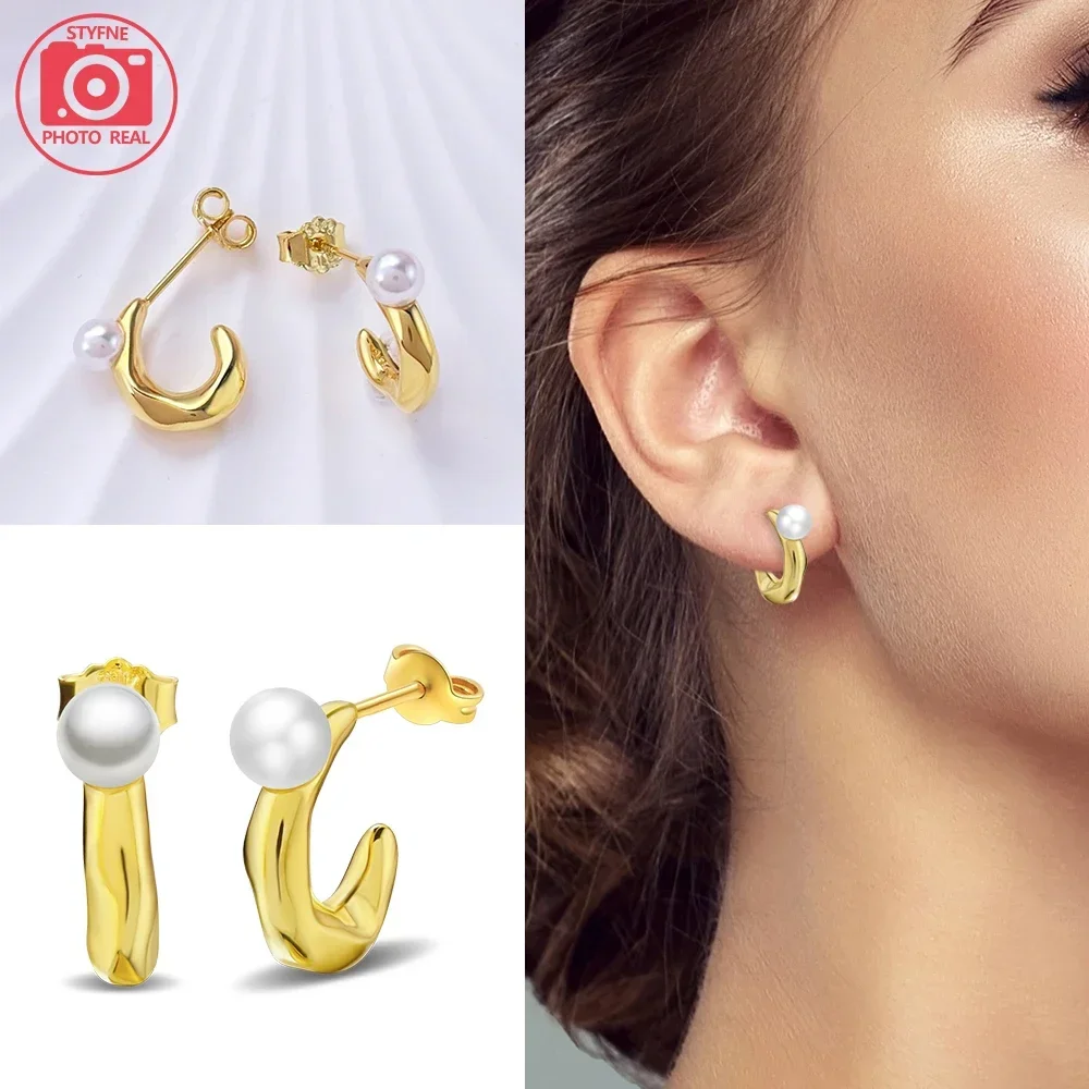 sterling silver 925 style gold treated freshwater pearl earrings collection for women fine jewelry gifts