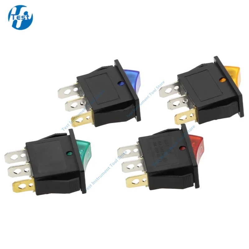 1Pcs AC 250V/15A, 125V/20A Illuminated LED On/Off SPST 3 Pin 2 Position Mini Boat Rocker Toggle Switch Snap for Househould DIY