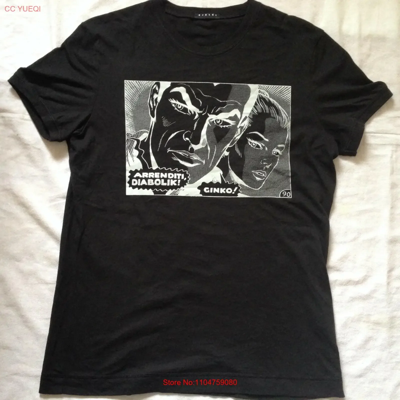 DIABOLIK GINKO cómic italiano W camiseta gráfica M RARE SISLEY SLIM vintage lavado Unisex Top para uso diario gráfico Casual