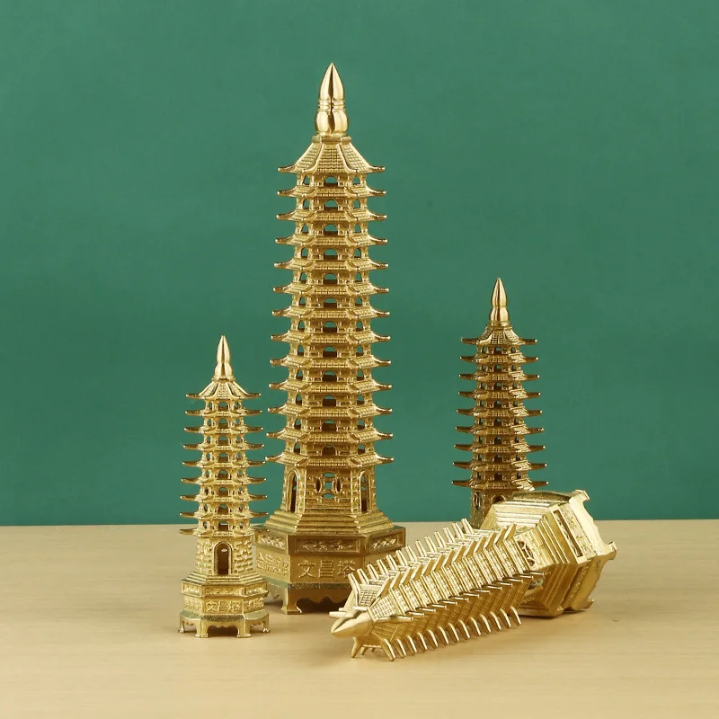 Brass Long Tip Ornament 13 9 Thirteen Nine Layers Craft Home Study Wenchang Pagoda