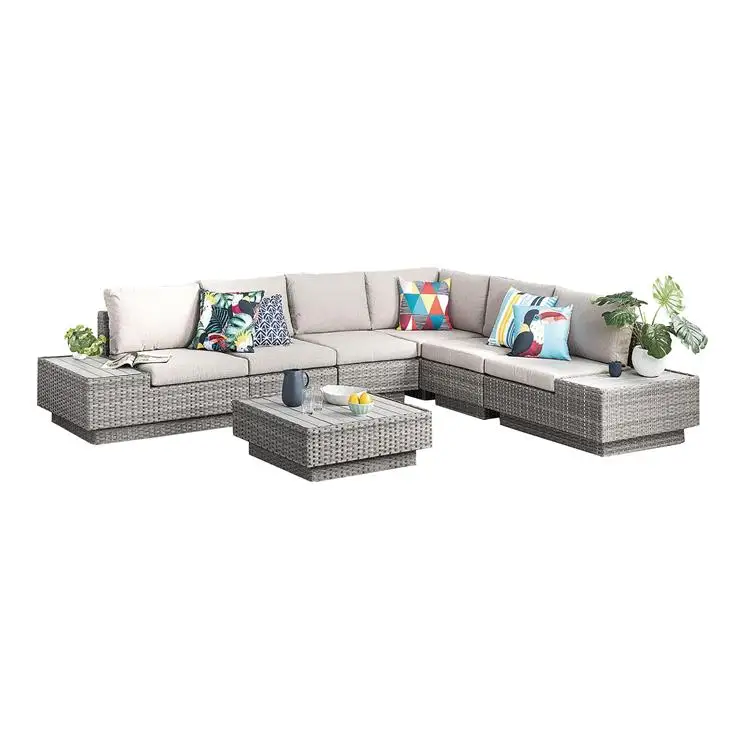 

5pcs Outdoor L Shape Sofa Set Living Room Hotel Villa Park Courtyard Apartment Outdoor Furniture