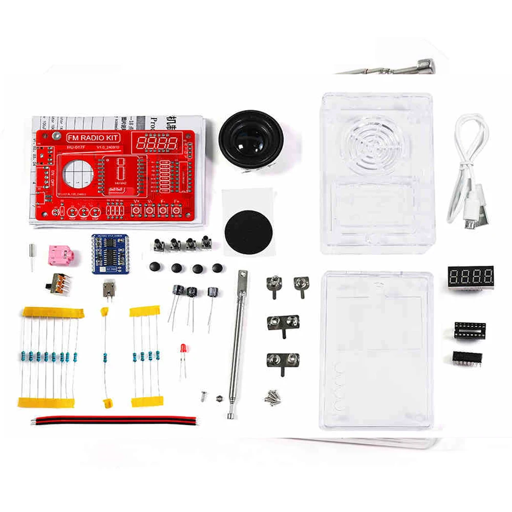 DIY Electronic Kit FM Digital Tube Display Radio 87-108MHZ Button Adjustable RDA5807 DIY Soldering Kit 3W Speaker USB Dual Powe