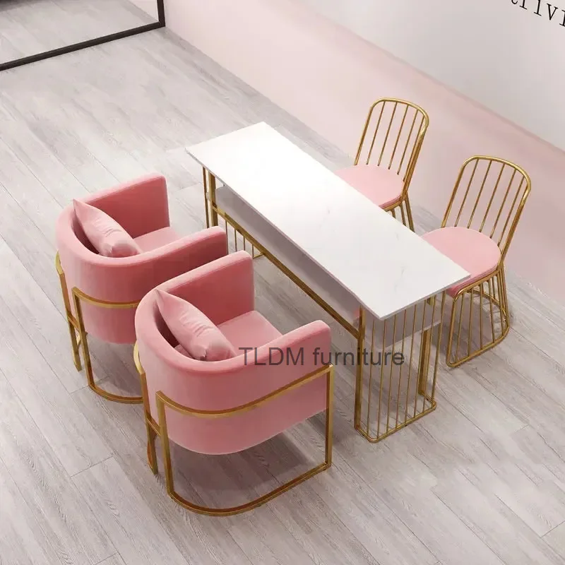 Nordic Single and Double Nail Tables Beauty Salon Small Professional Manicure Tables Simple Double Manicure Table and Chair Set