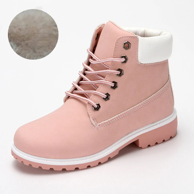 2024 Winter Shoes Women Snow Boots Thick Sole Fashion Ladies Ankle Boots Brand Non-slip Plus Size 41 Black Pink White D158