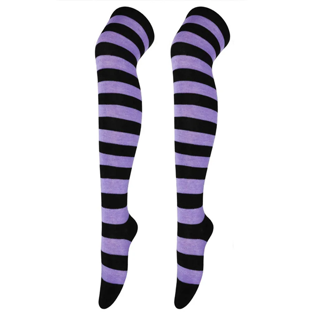 Bas pour femmes chaussettes rayées au-dessus du genou chaussettes de cuisse Cosplay Anime chaussettes pour femmes