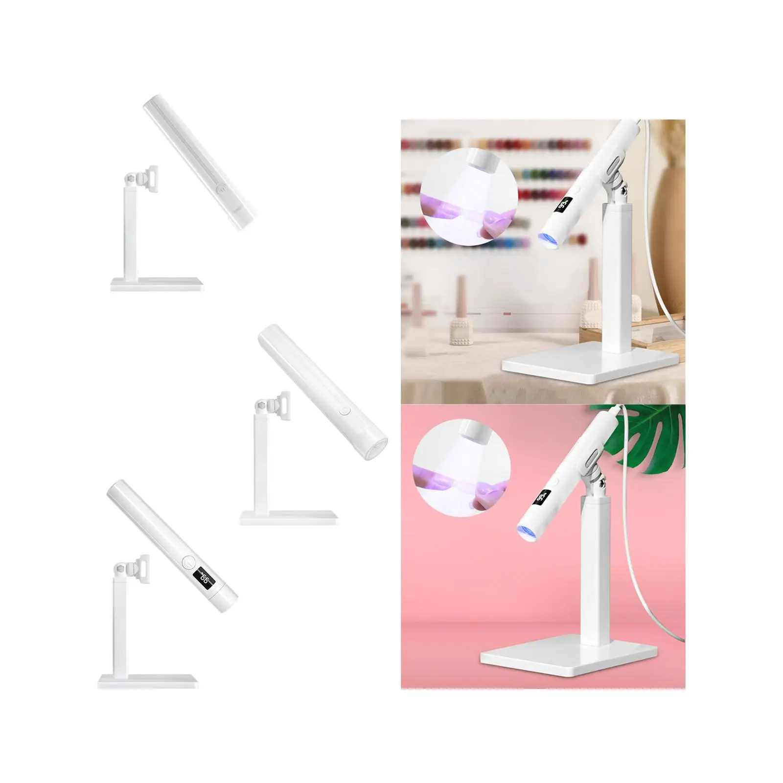 Handheld LED Nail Light Fast Curing Portable Gel Nails Mini Nails Light with Rotatable Bracket for Home Shop Indoor Party