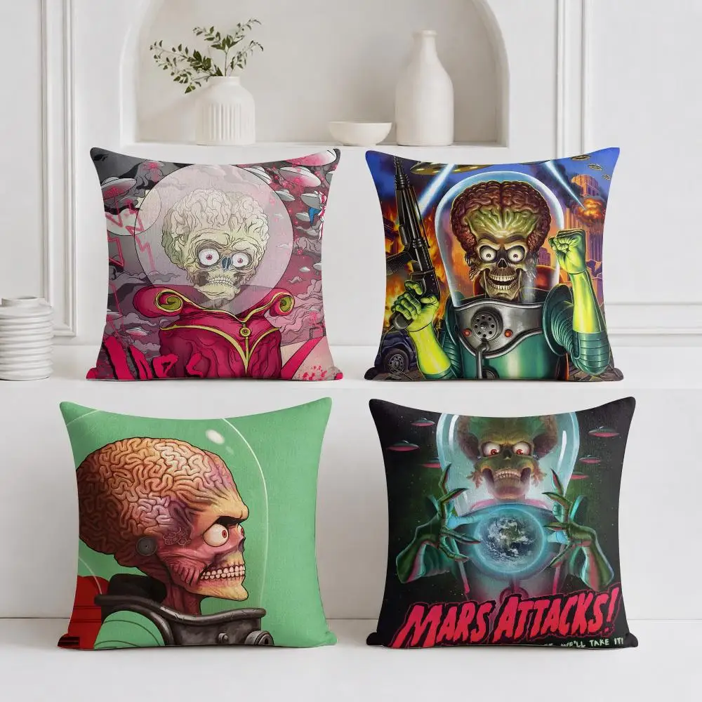 Mars Attacks Cushion Cover Plush Fabric Soft Double-Sided Printed Sofa Warm Winter Home Gift Pillow Cover