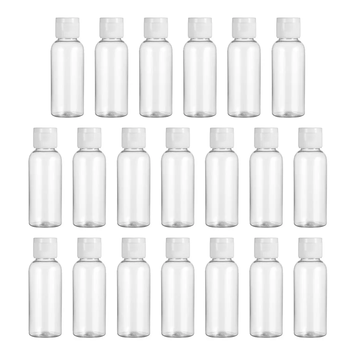 20 szt. Plastikowych Butelek Podróżnych Przenośne z Zakrętką Motylkową Wielokrotnego Użytku Pojemniki na Kosmetyki Szampon Balsam