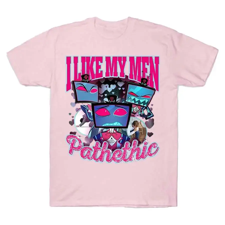 Y2K Fashion T-shirt Vox Hazbin Hotel Ik Hou Van Mijn Mannen Pathetische T-shirt Print Katoenen T-shirts Casual Losse Sport Tops Unisex