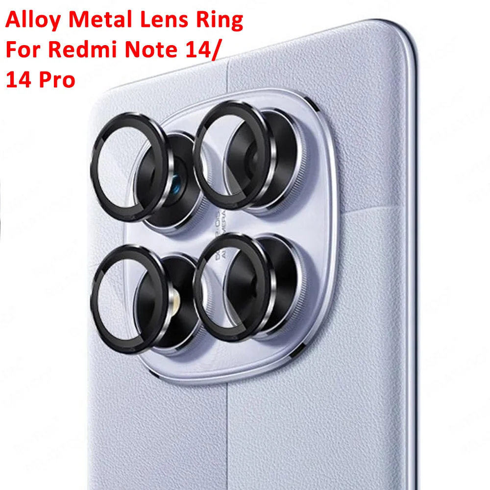 Redmy Note14 Pro 3D Metal Lens Ring Case For Xiaomi Redmi Note 14 14Pro Note14Pro 4G 5G Global Camera Glass Protector Film Cover