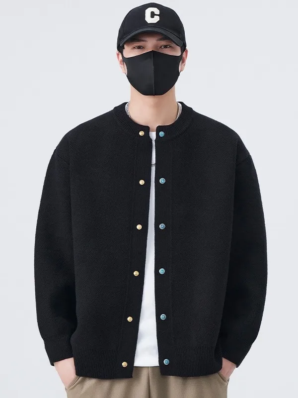 

Retro American Sle Casual Open Cardigan Sweater Men's Trendy Loose Baseball Jaet Outerwear Polyester Fiber Regular Length...