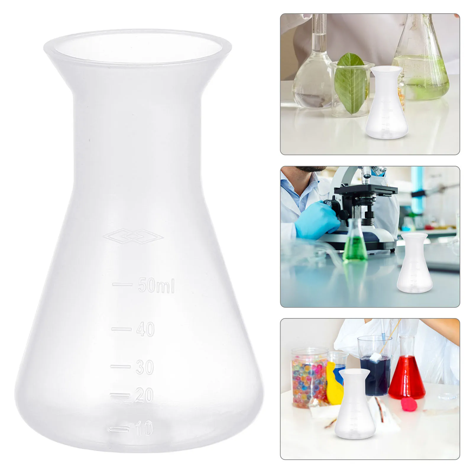 

5 pcs Plastic Erlenmeyer Flask Transparent Conical Science Flask For Laboratory Chemistry Experiment Solid Base