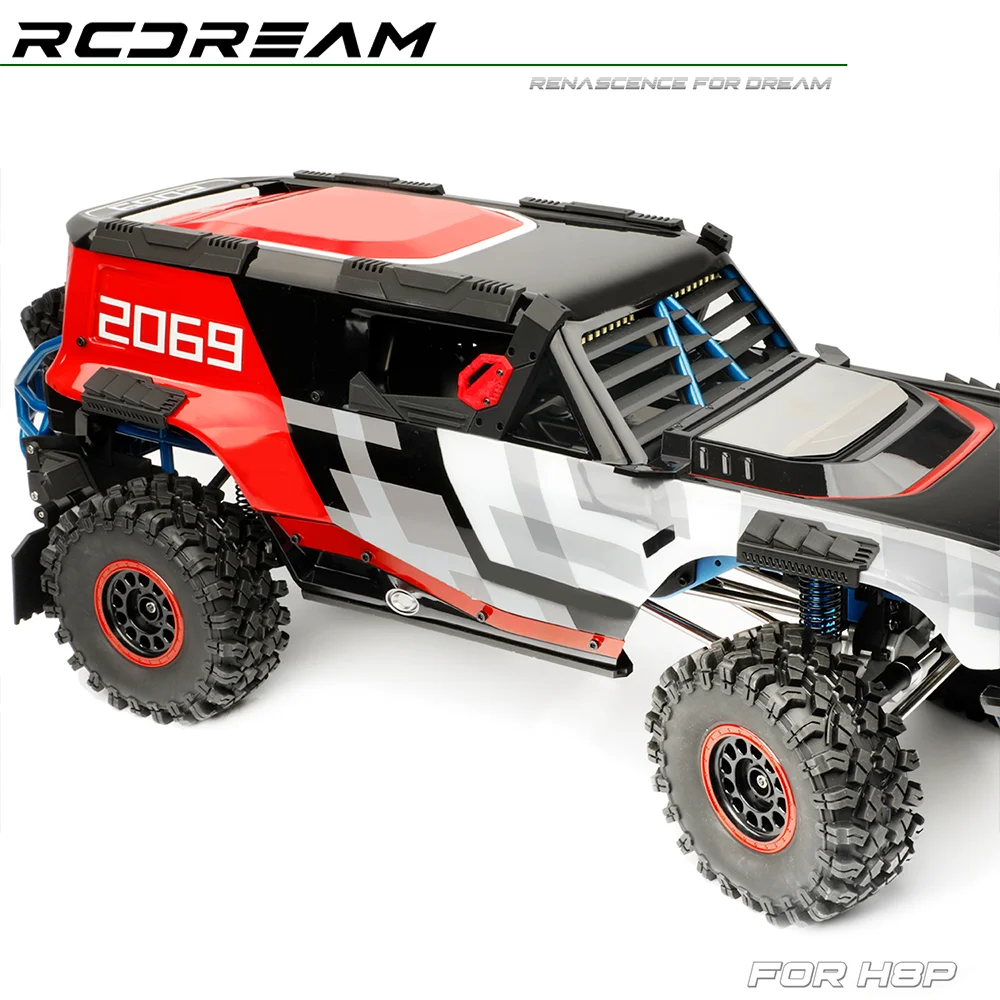 RCDream para 1/8 MJX H8P protección de pie de paso lateral barra lateral inferior carcasa de coche falda lateral accesorios protectores