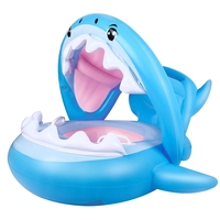 Baby Swimming Pool Float Ring Toddler Floaties With Removable Inflatable Canopy Shark Infant For Kids Aged 6 36 Months