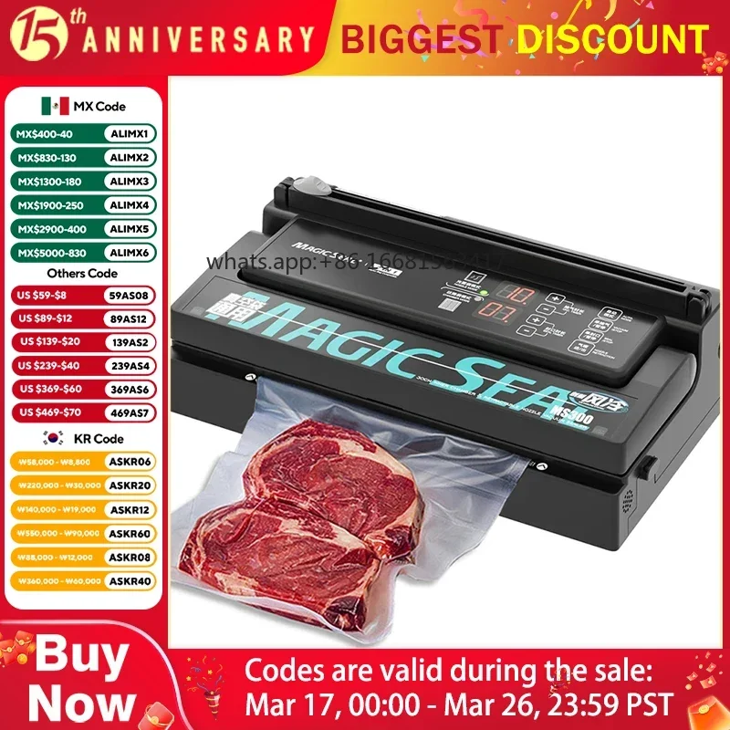 MAGIC SEAL MS300 Vacuum Sealer Machine Professional Commercial Food Vacuum Sealer Autom Atic Packaging Home Vacuum Machine