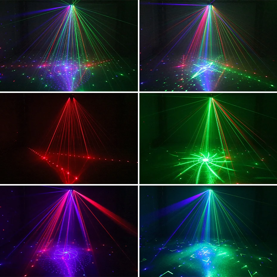 ALIEN 21 Hole RGB Party DJ Disco Beam Patterns Stage Laser Light Projector RGB UV LED Strobe Sound Party Holiday Wedding Lamp