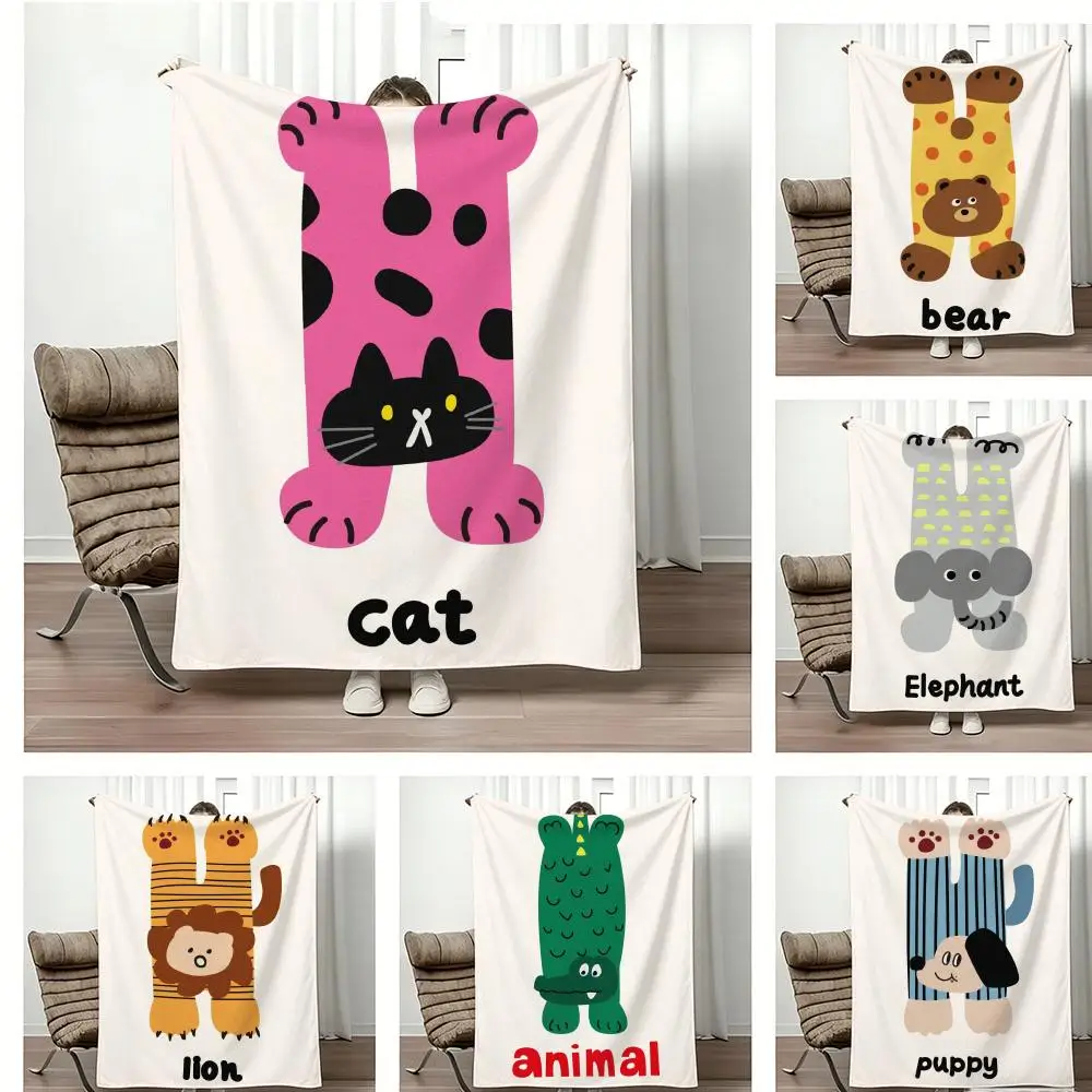 Manta de Franela Ligera de Blanket con Diseño de Letra H de Animal de Dibujos Animados,Suave y Agradable al Tacto para el Verano