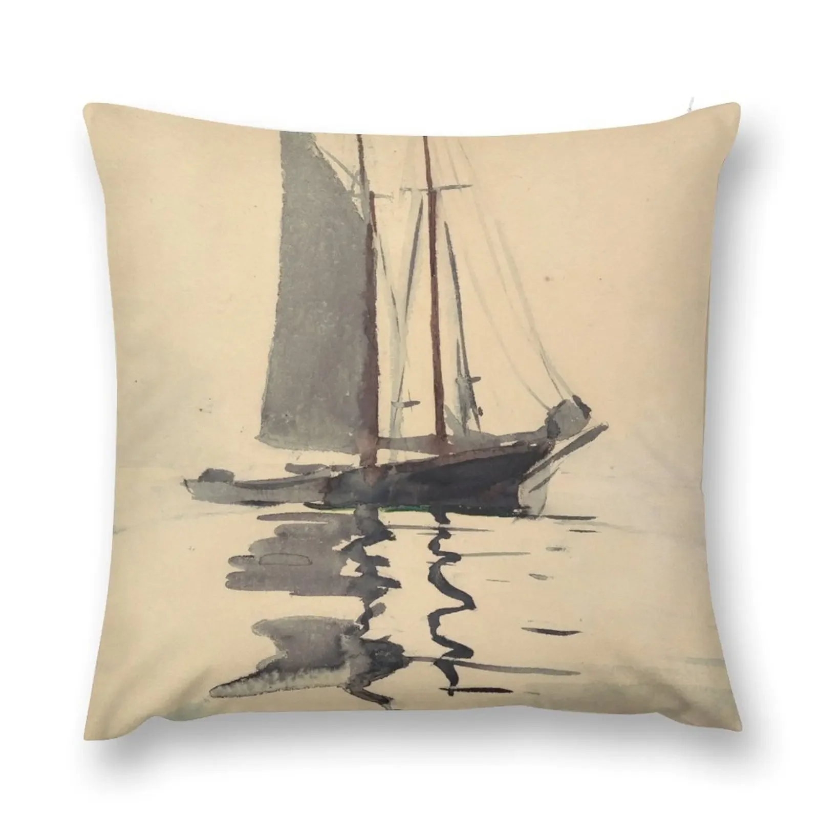 

Vintage Schooner Sailboat Watercolor Painting (1894) Throw Pillow sleeping pillows Pillowcase Cushion pillow