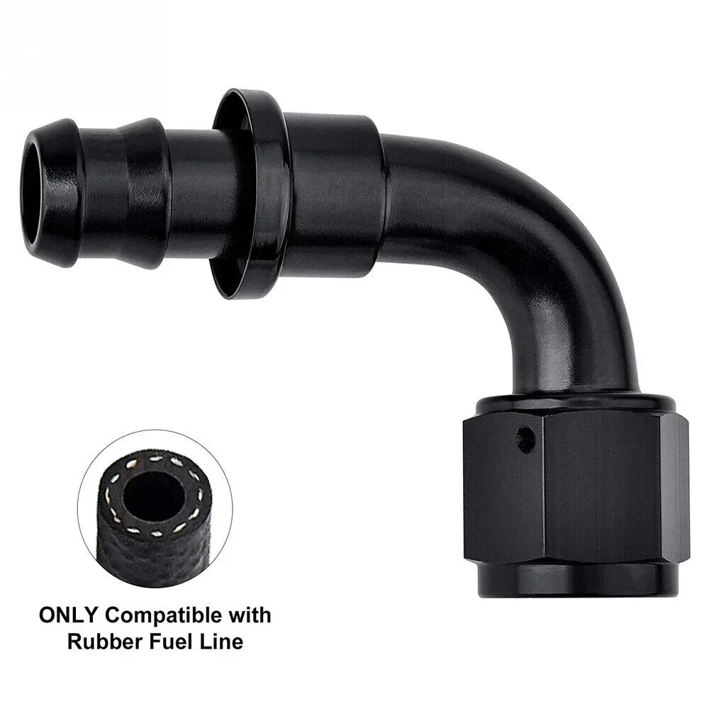ACCS028 2 pz di Alta Qualità AN4 AN6 AN8 AN10 AN12 Alluminio 90 Gradi Push Lock Tubo Carburante Raccordi Estremità Kit Adattatore Nero TF-1002