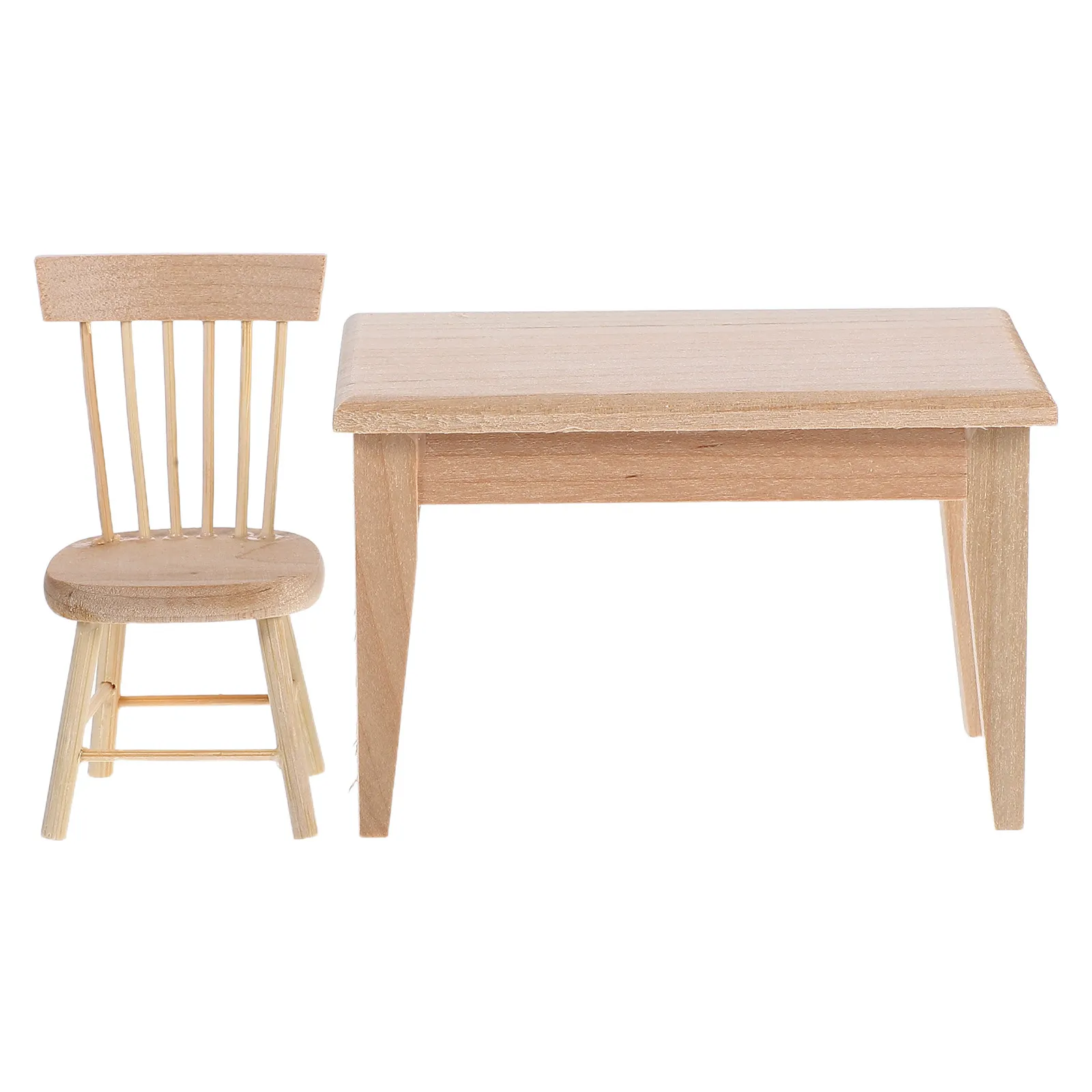 

2Pcs 1:12 Miniature Wooden Table Chair Set Realistic Detail Natural Texture Dollhouse Furniture Ideal for Mini House Scenes