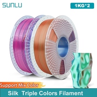 SUNLU 2KG Silk PLA Plus Triple Colors Filament 1KG 1.75mm Pla+ Rabinbow  Triple Colors Neatly Wound 3D Filament for 3D Printer