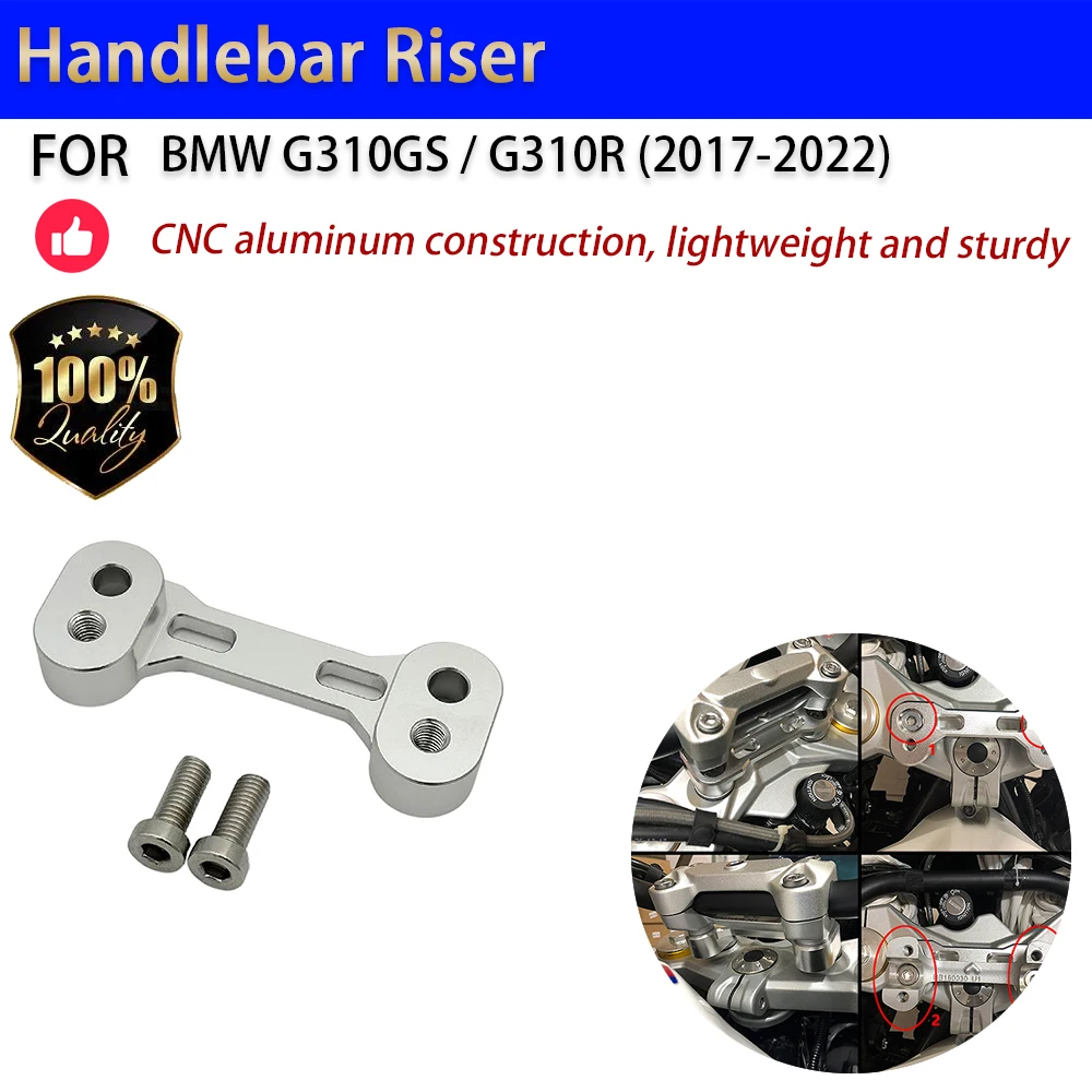 For BMW G310GS G310R Handlebar Riser 25-40mm CNC Aluminum Bar Raiser 2017-2022 No-Drill Accesorios Moto