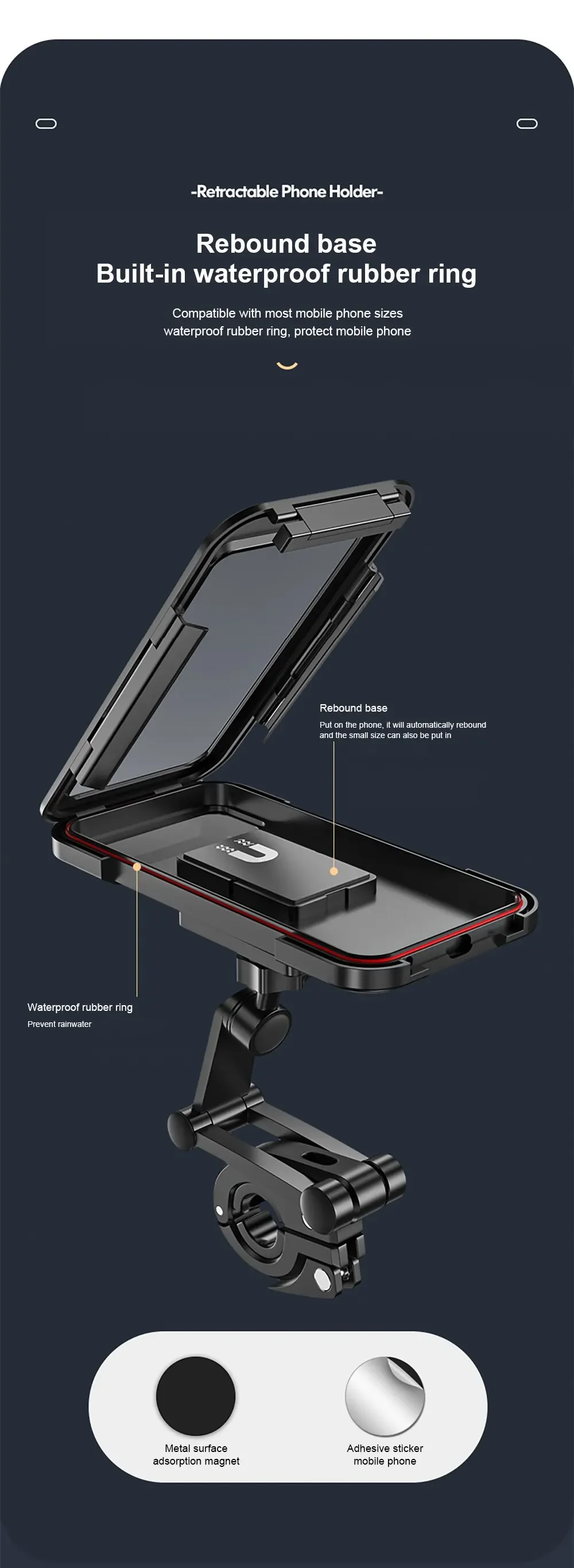 Wasserdicht 360° ° Drehbare Telefonhalterung für Motorrad/Fahrrad – verstellbare universelle GPS-Halterung für Mobiltelefone und Navigations-Apps – Detail 6