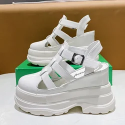 11CM High Platform Sandals New Summer Hidden Heel Casual Mules Shoes Female Outside Beach Slipper Breathable Chunky Sneakers