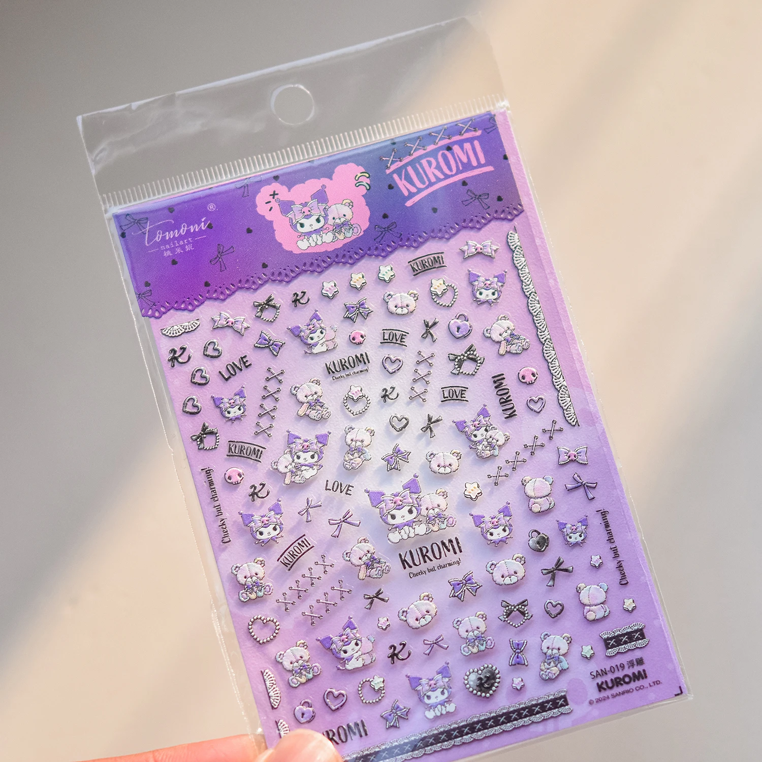 1PCS 귀여운 쿠로미 5D 네일 스티커 네일 아트 액세서리 산리오 애니메이션 캐릭터 스티커 네일 아트 액세서리