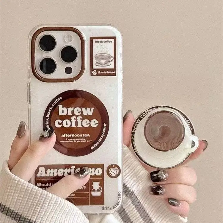 

Retro Coffee Cup Magnetic Phone Grip Stand Universal Foldable Airbag Holder Bracket Finger Socket Coffee Bean Phone Accessories