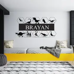Dinosaur Custom Name Vinyl Wall Stickers Boy Room Girl Room Kid Room Kindergarten Home Bedroom Wall Decoration Sticker Mural 5