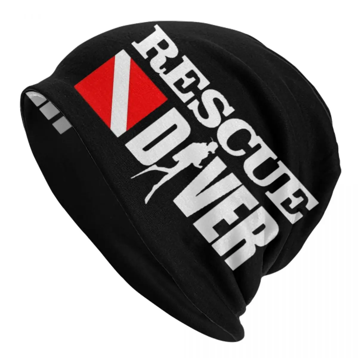 Unisex Rescue Diver Beanies Hat Accessories Casual Diving Flag Dual-use Bonnet Knitting Hats