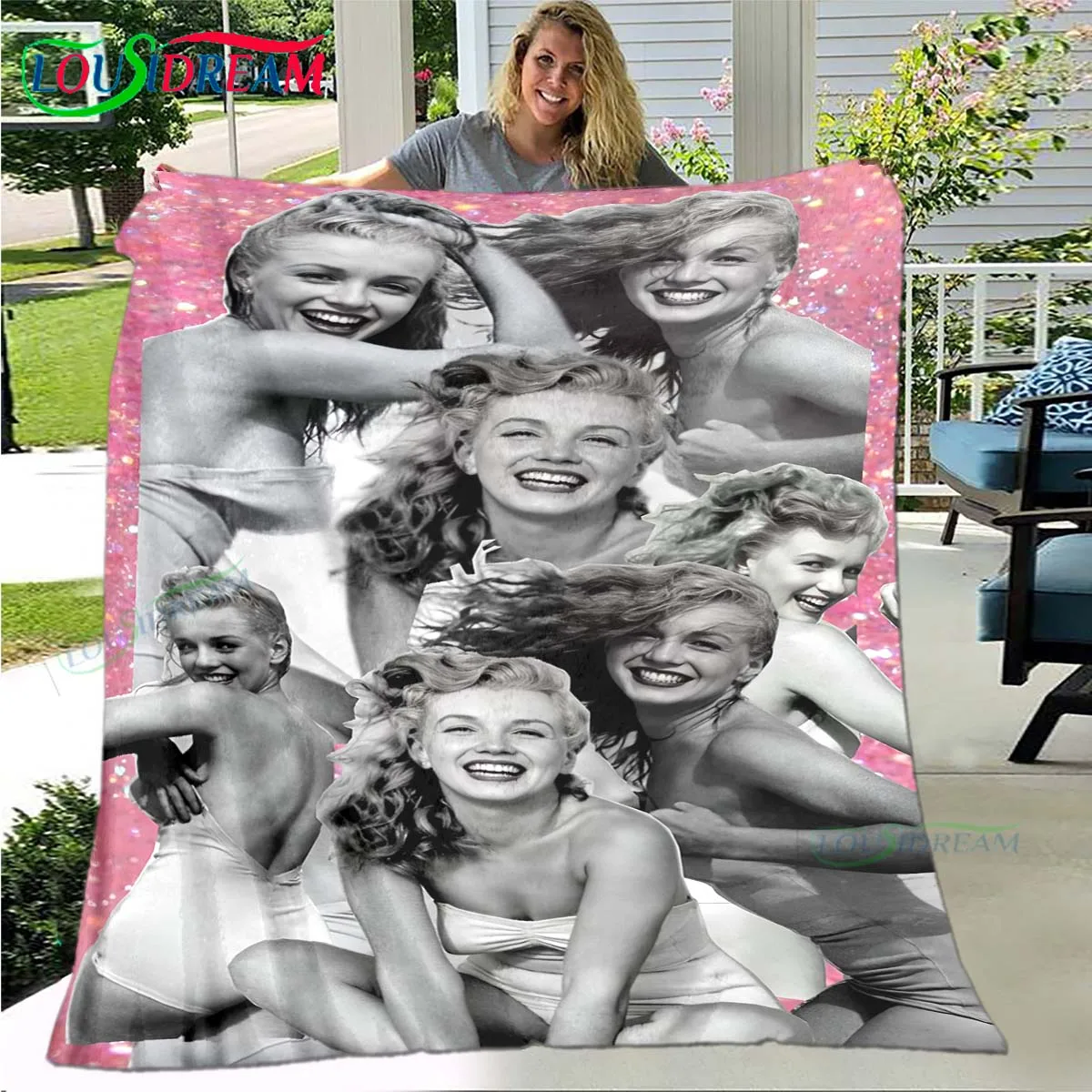 

Fashion Sexy Actor M-Marilyn Monroe Print Four Seasons Blanket Sofa Cover Travel Bed Plush Blanket Office Break Blanket Gift