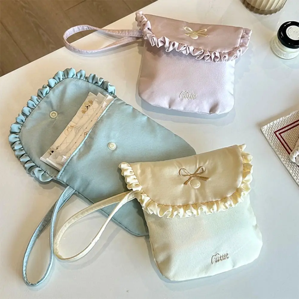 

Large Capacity Mini Cosmetic Bag Menstruation Towel Storage Cotton Cloth Sanitary Napkin Storage Bag Purse Bowknot
