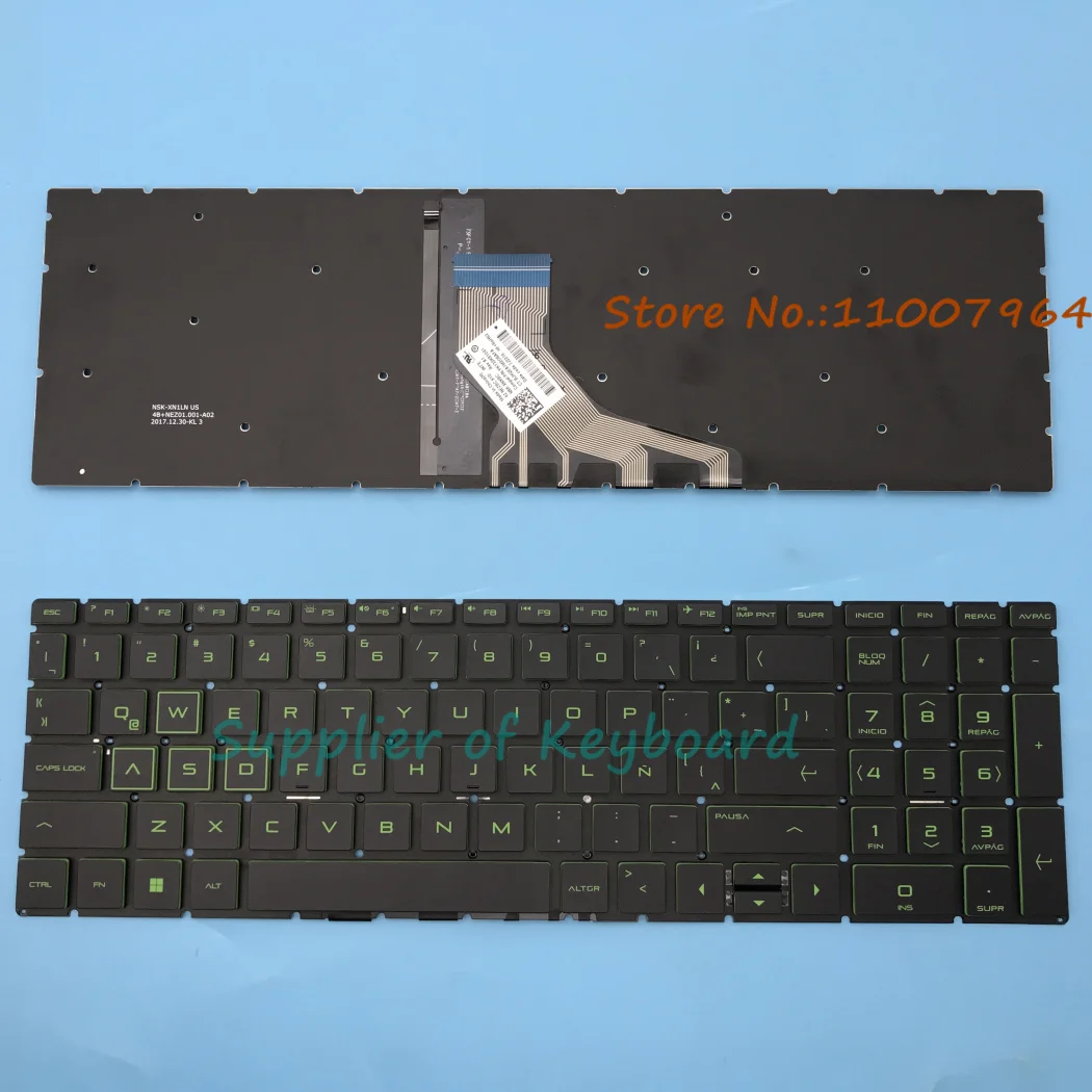 For HP Pavilion GAMING 15-EC 15-EC0000 15Z-EC 15Z-EC000 Laptop Latin Spanish/UK/French/Czech Slovakian Keyboard Green Backlit