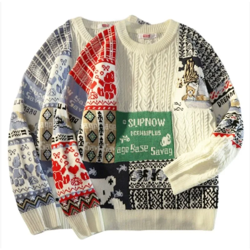 New Autumn and Winter Sweater for Women Thickened Loose and Fashionable Round Neck Long Sleeves Versatile Knitted Sweater